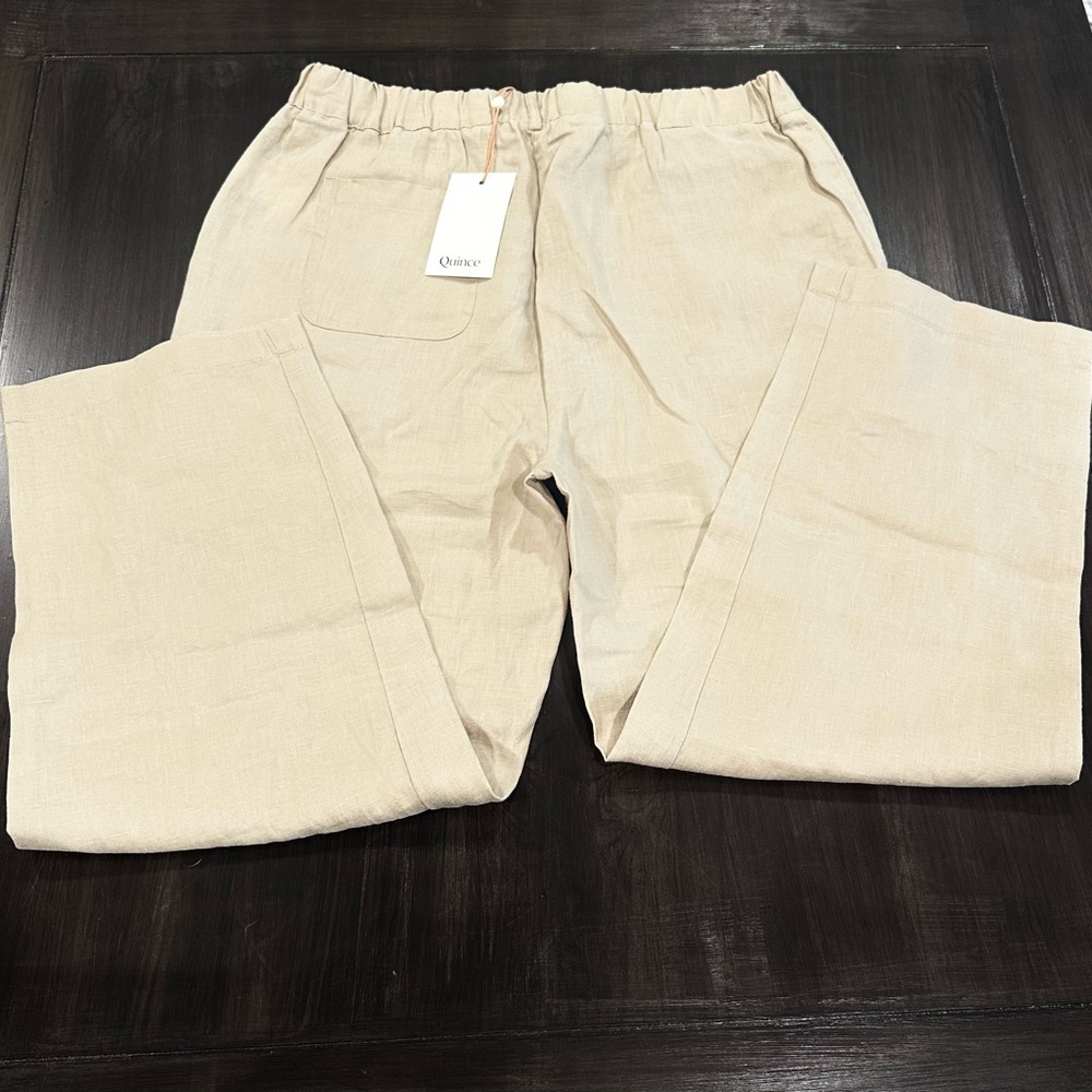 Quince 100% Linen Pants Small Beige Tan | Elastic Waist | NWT - Picture 8 of 10